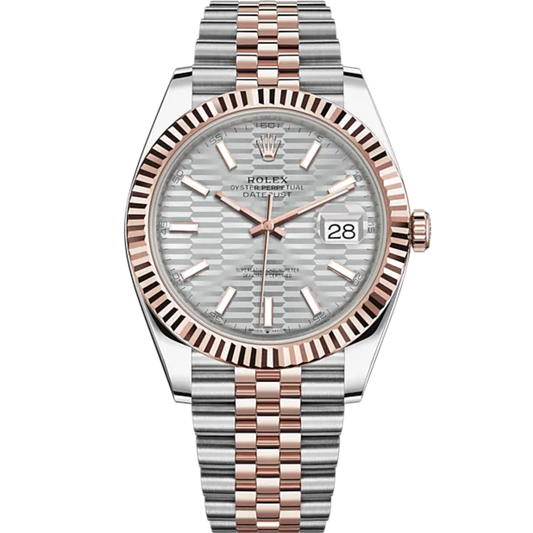 Datejust 41 41mm Jubilee Bracelet Oystersteel and Everose Gold with Silver Fluted-Motif Dial Fluted Bezel