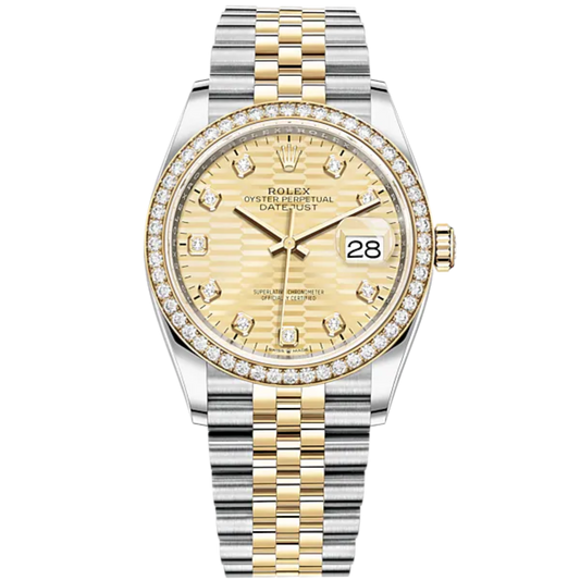 Datejust 36 36mm Oystersteel and Yellow Gold Jubilee Bracelet Golden Fluted-Motif Diamond-set Dial Diamond-set Bezel