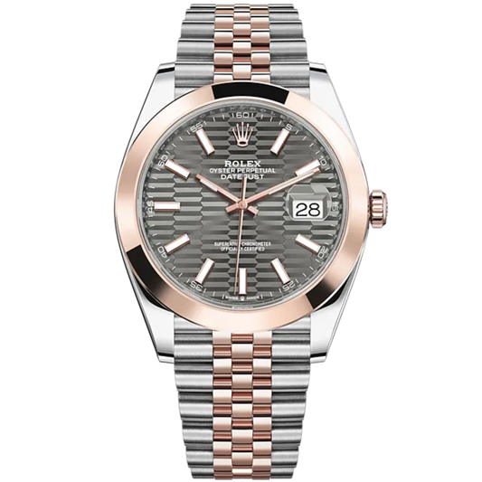 Datejust 41 41mm Jubilee Bracelet Oystersteel and Everose Gold with Slate Fluted-Motif Dial Everose Gold Bezel