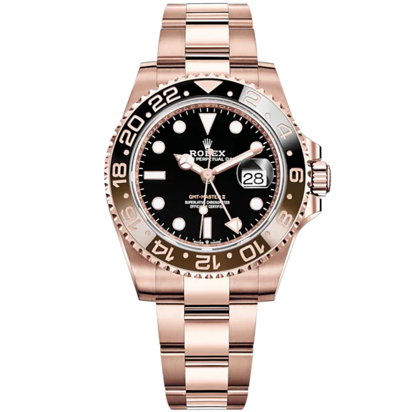 GMT-Master II 40mm Oyster Bracelet and 18 CT Everose Gold with Black Dial 24-Hour Rotatable Bezel