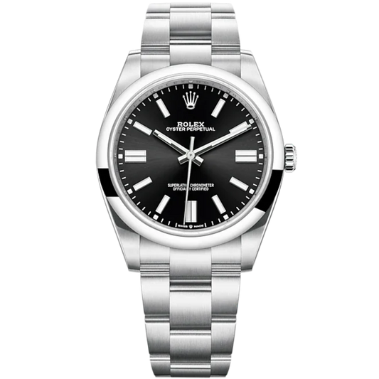 Oyster Perpetual 41 41MM Oyster Bracelet Bright Black Dial Domed Bezel