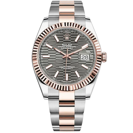 Datejust 41 41mm Oyster Bracelet Oystersteel and Everose Gold with Slate Fluted-Motif Dial Fluted Bezel