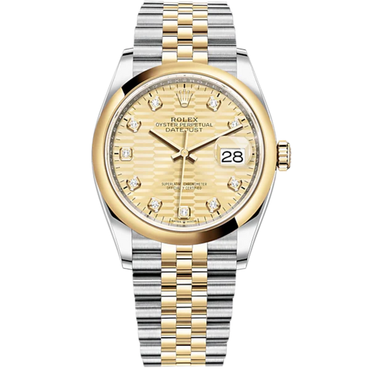 Datejust 36 36mm Oystersteel and Yellow Gold Jubilee Bracelet Golden Fluted-Motif Diamond-set Dial Domed Bezel