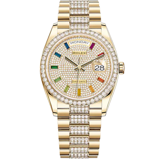 Day-Date 36 36mm Diamond-Set President Bracelet and 18 KT Yellow Gold with Diamond-Paved Dial Diamond-Set Bezel