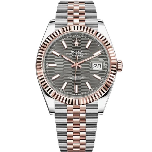 Datejust 41 41mm Jubilee Bracelet Oystersteel and Everose Gold with Slate Fluted-Motif Dial Fluted Bezel