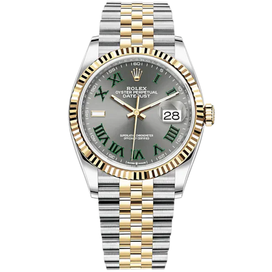 Datejust 36 36mm Oystersteel and Yellow Gold Jubilee Bracelet Slate Dial Fluted Bezel