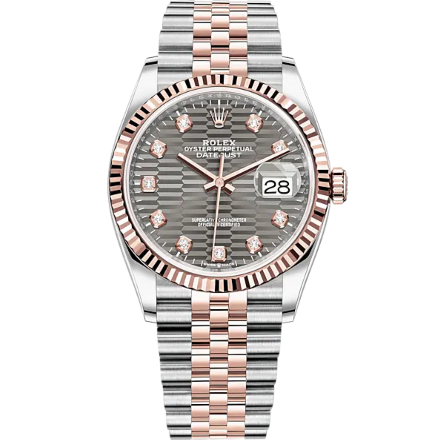 Datejust 36 36mm Oystersteel and Everose Gold Jubilee Bracelet Slate Fluted-Motif Diamond-set Dial Fluted Bezel