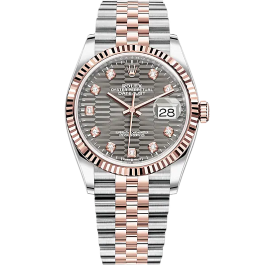 Datejust 36 36mm Oystersteel and Everose Gold Jubilee Bracelet Slate Fluted-Motif Diamond-set Dial Fluted Bezel