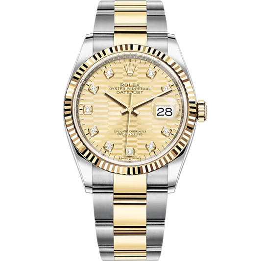 Datejust 36 36mm Oystersteel and Yellow Gold Oyster Bracelet Golden Fluted-Motif Diamond-set Dial Fluted Bezel