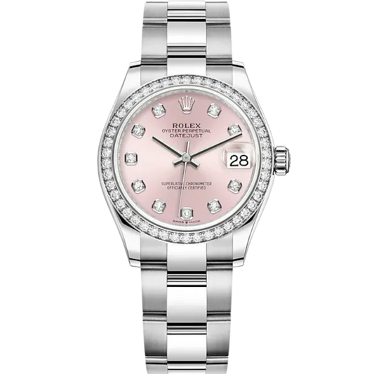 Datejust 31 31mm Oyster Bracelet Oystersteel and White Gold with Pink Diamond-Set Dial Diamond-Set Bezel