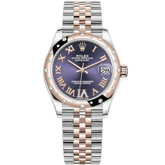 Datejust 31 31mm Jubilee Bracelet Oystersteel and Everose Gold with Aubergine Diamond-Set Dial Diamond-Set Bezel