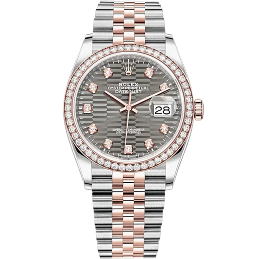 Datejust 36 36mm Oystersteel and Everose Gold Jubilee Bracelet Slate Fluted-Motif Diamond-set Dial Diamond-set Bezel