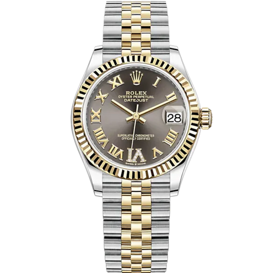 Datejust 31 31mm Jubilee Bracelet Oystersteel and Yellow Gold with Dark Grey Diamond-Set Dial Fluted Bezel