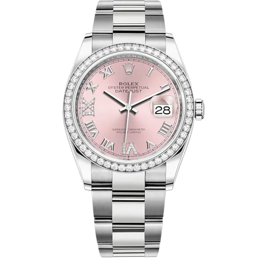 Datejust 36 36mm Oystersteel and White Gold Oyster Bracelet Pink Diamond-set Dial Diamond-set Bezel