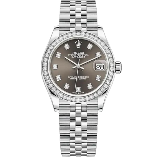 Datejust 31 31mm Jubilee Bracelet Oystersteel and White Gold with Dark Grey Diamond-Set Dial Diamond-Set Bezel