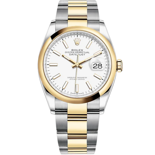 Datejust 36 36mm Oystersteel and Yellow Gold Oyster Bracelet White Dial Domed Bezel