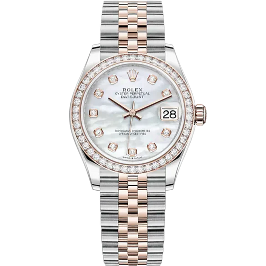 Datejust 31 31mm Jubilee Bracelet Oystersteel and Everose Gold White Mother-Of-Pearl Dial Diamond-Set Bezel