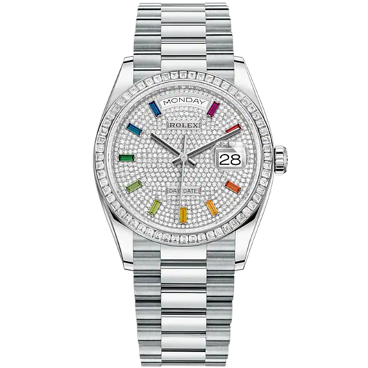 Day-Date 36 36mm President Bracelet and Platinum with Diamond-Paved Dial Diamond-Set Bezel