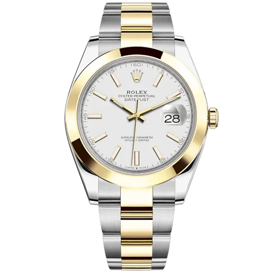Datejust 41 41mm Oyster Bracelet Oystersteel and Yellow Gold with White Dial Yellow Gold Bezel