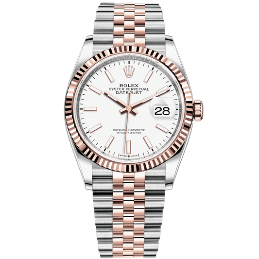 Rolex Datejust Ref. 126231 Two Tone Datejust 36mm Stainless Steel/Rose Gold Jubilee Band & White Dial