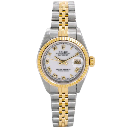 Rolex Datejust Ref. 69173 26mm White Roman Dial 2-tone YG/SS on Jubilee