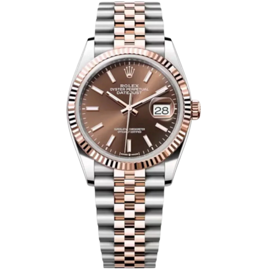 Rolex Datejust Ref. 126231 36MM Two Tone Chocolate Dial on Jubilee Fluted Bezel