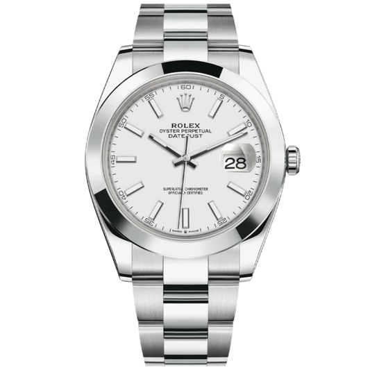 Rolex Datejust Ref. 126300 Stainless Steel White Stick Dial on Oyster with Smooth Bezel