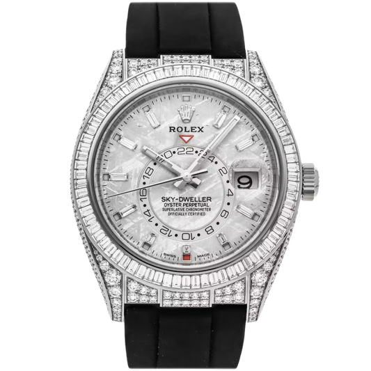 Rolex Skydweller Ref. 326259TBR White Gold Full Factory Baguettes on Oysterflex