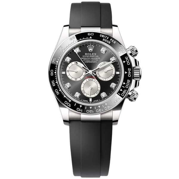 Rolex Daytona Ref. 126519LN White Gold on Oysterflex with Black Diamond Dial
