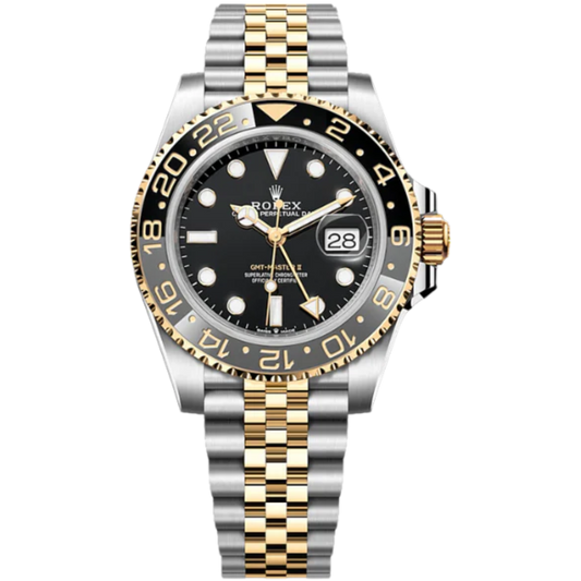 Rolex GMT Master II  Ref. 126713GRNR Bruce Wayne Two-Tone YG/SS Black Dial & Black Bezel on Jubilee