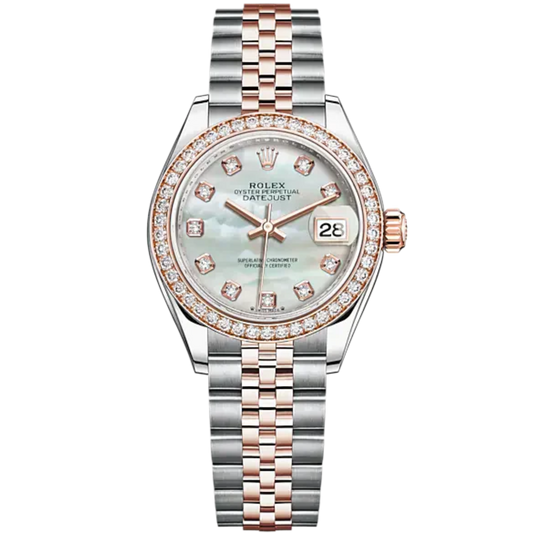 Rolex Datejust Ref. 279381RBR 28mm RG/SS Two Tone MOP Diamond Markers/Diamond Bezel on Jubilee