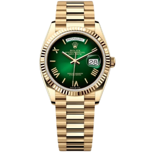 Rolex Day-Date Ref. 128238 36MM Yellow Gold Case Ombré Green Dial