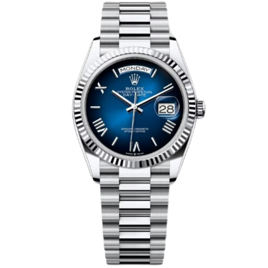 Rolex Day-Date Ref. 128236 36MM Platinum Ombré Blue Dial