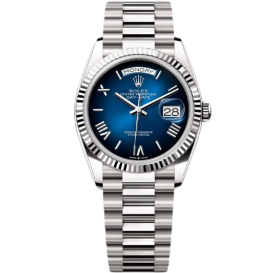 Rolex Day-Date Ref. 128239 36MM White Gold Case Ombré Blue Dial