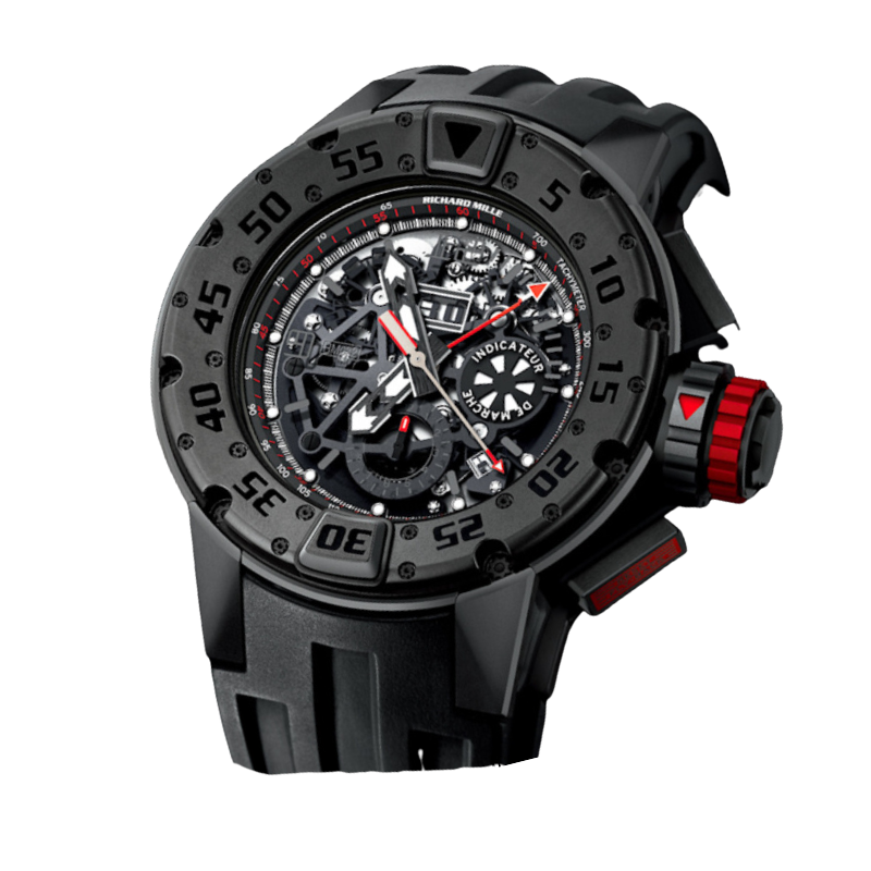 RM 032 Automatic Dark Diver Black Rubber Strap Titanium Case