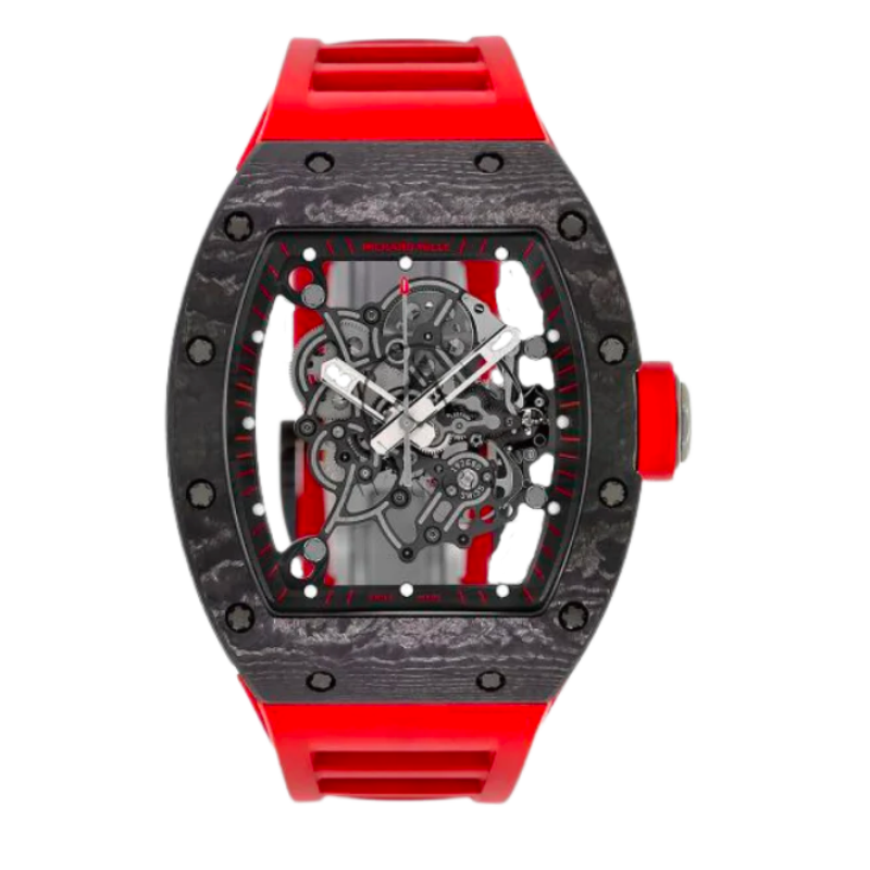 RM 055 Bubba Watson Dark Legend Automatic Red Rubber Strap Black Ceramic Case