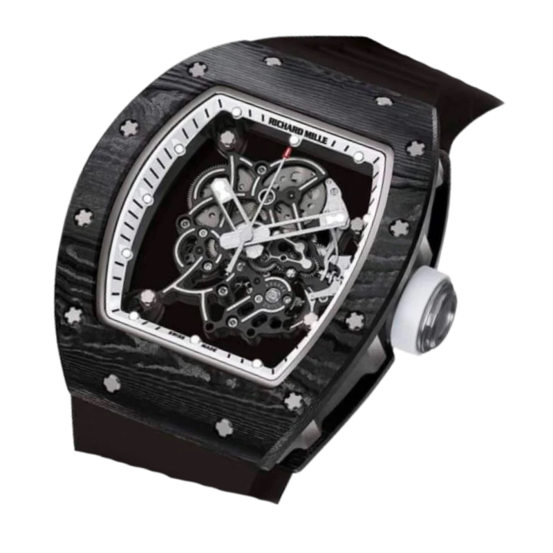 RM 55 Bubba Watson White Legend Rubber Strap Skeleton Dial Titanium Case NTPT Carbon Bezel