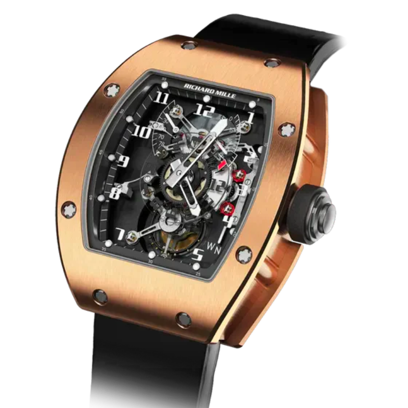 RM 003-V1 Tourbillon Dual Time Zone Rubber Strap Rose Gold Case