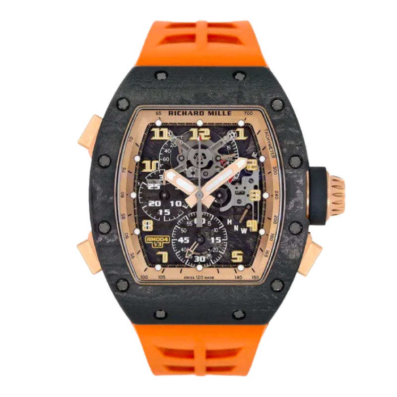 RM 004-V3 Split-Seconds Chronograph Asia Edition Orange Strap Carbon-Fiber Case