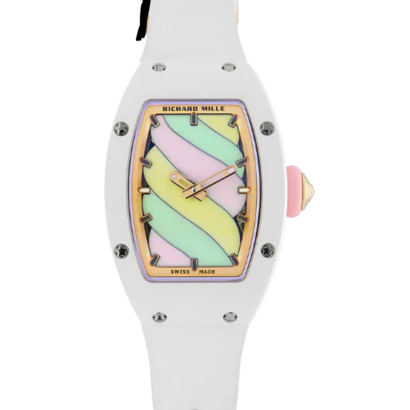 RM 07-03 Marshmallow Rubber Strap Rose Gold Dial Lavender Pink TZP and White ATZ Ceramic Case