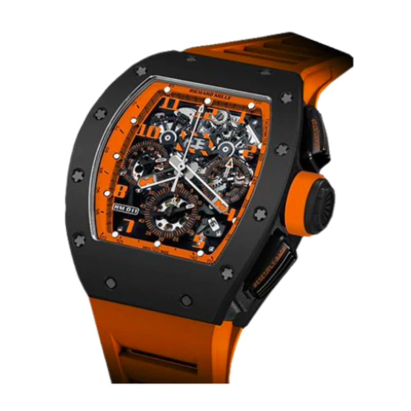 RM 011 Felipe Massa-Fly-Back Chronograph Orange Storm Limited Edition Automatic Orange Rubber Strap Ceramic Case