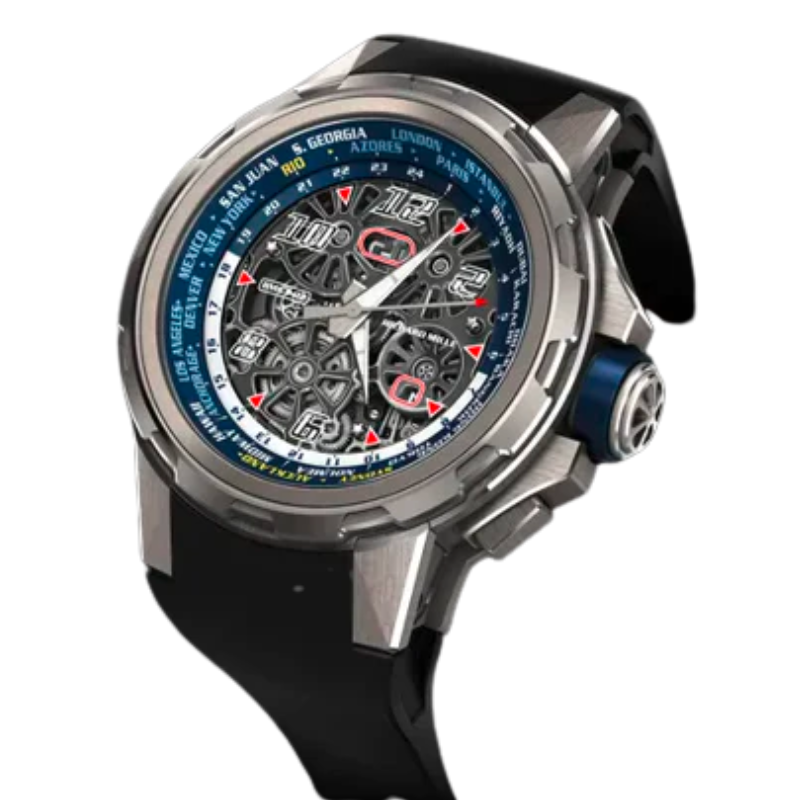 RM 63-02 World Timer Limited Edition Openworked Dial Automatic Rubber Titanium Case