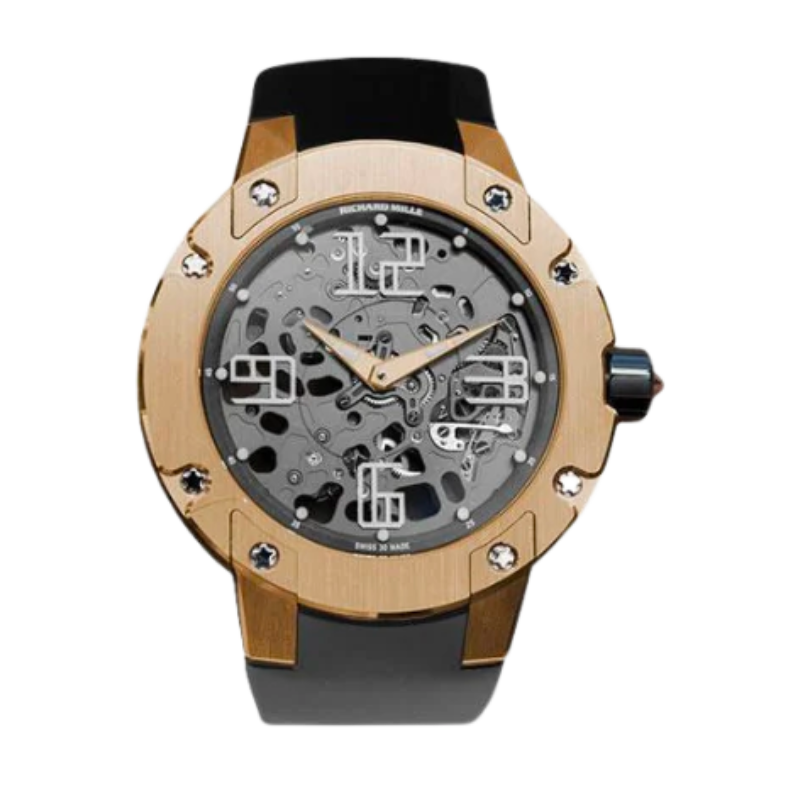 RM 033 Extra Flat Automatic Rubber Strap  Rose Gold Case