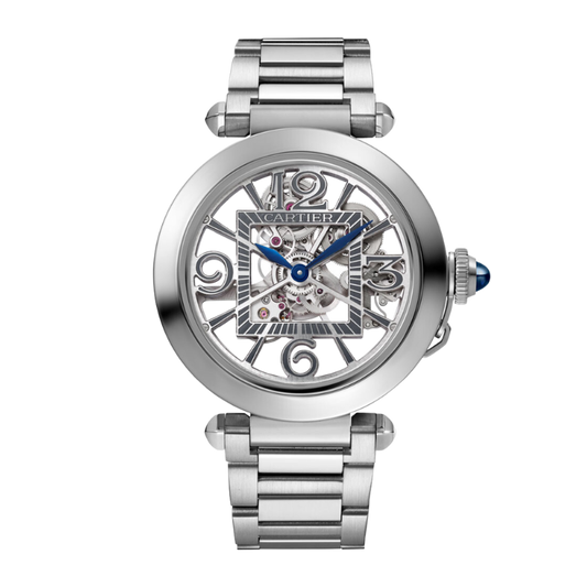 Pasha De Cartier SKELETON Stainless Steel on Bracelet and also Comes with Leather Strap Brand New Complete with Box and Papers
