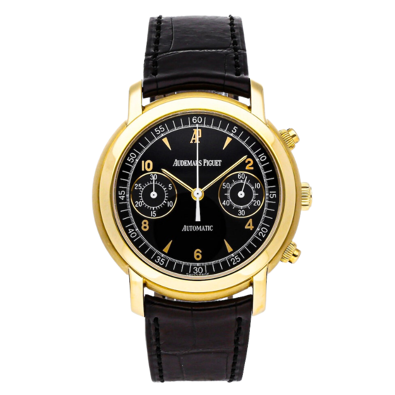 25859BA.OO.D001CR.01 Yellow Gold Jules Audemars Chronograph Black Dial