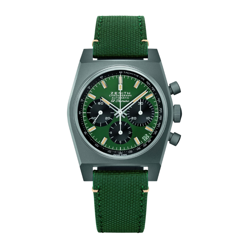 97.T384.400/57.C856 Zenith Chronomaster Revival Safari Green Dial on Green Strap 2023 Brand New Complete with Box and Papers