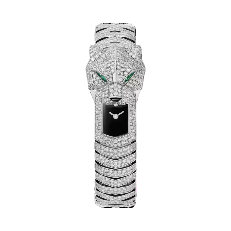 PANTHERE DE CARTIER 38 MM RHODIUMIZED 18K WHITE GOLD WITH BLACK LACQUER DIAL