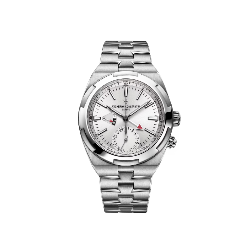 OVERSEAS DUAL TIME 41 MM STAINLESS STEEL WITH WHITE BRASS DIAL