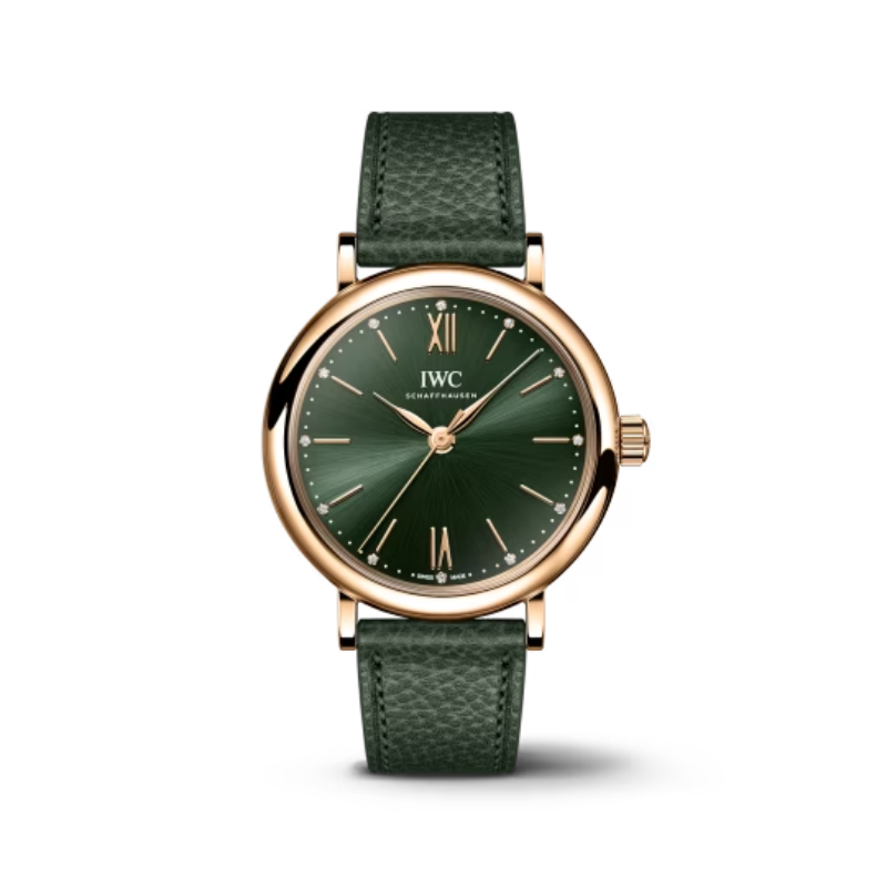 PORTOFINO AUTOMATIC 34 MM GOLD WITH GREEN DIAL