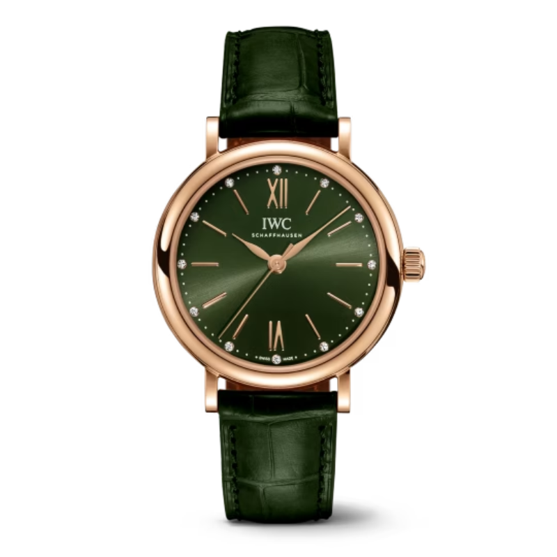 PORTOFINO AUTOMATIC 34 MM GOLD WITH GREEN DIAL